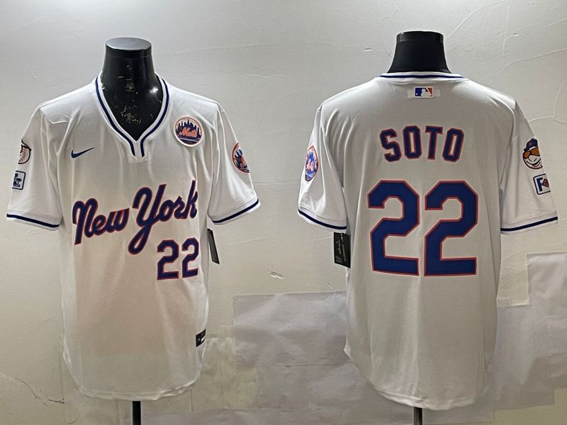 Men New York Mets #22 Soto White Throwback Game Nike 2025 MLB Jersey style 2